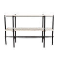 Industrial White Marble Top with Metal Frame Console Table